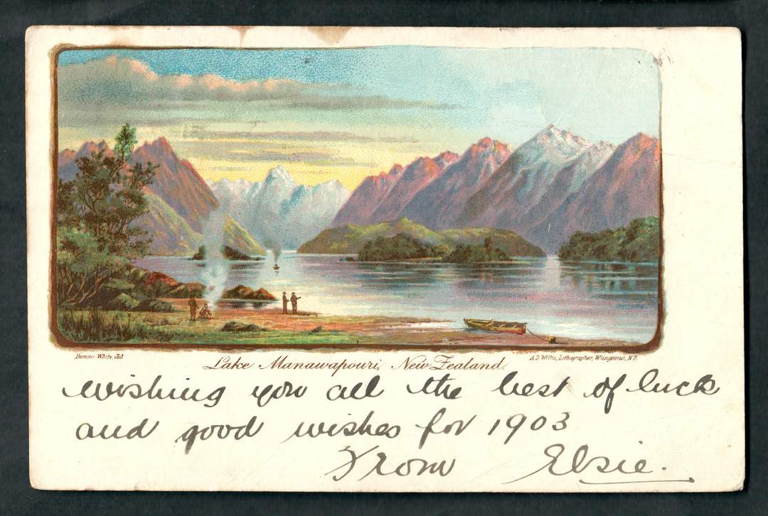 Early Undivided Coloured Postcard of Lake Manaupouri. - 49348 - Postcard image 0