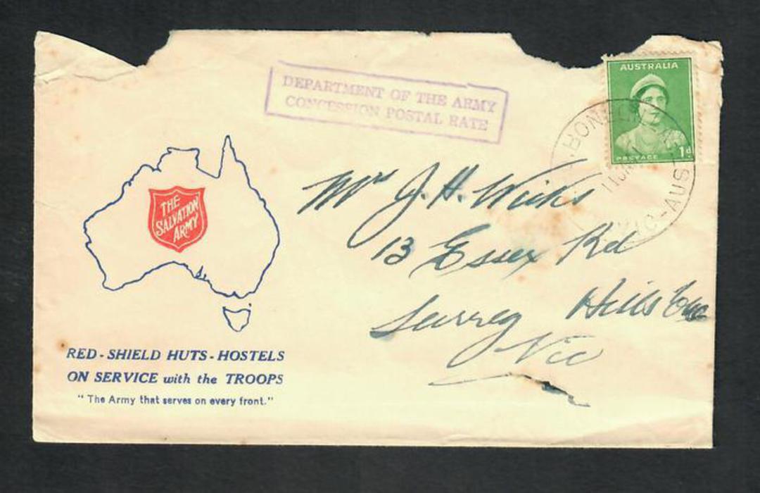 AUSTRALIA 1941 Cover Salvation Army. Cachet "Department of the Army Concession Postal Rate'. Tatty but clean. - 32262 - PostalHi image 0