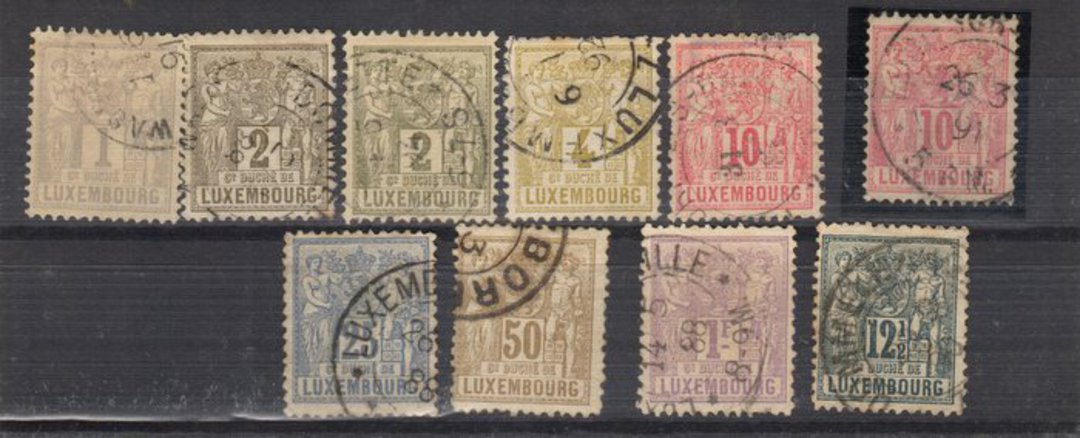 LUXEMBOURG 1882 Definitives. Simplified short set of 10. Perf 12½x12. Includes the 12½c the 1fr and both colours of the 2c. - 23 image 0