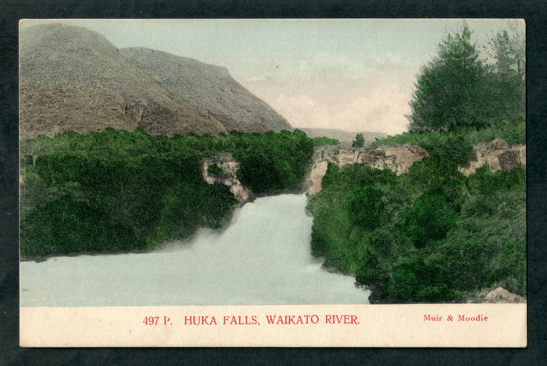 Coloured Postcard by Muir & Moodie of  Huka Falls Waikato River. - 46744 - Postcard image 0