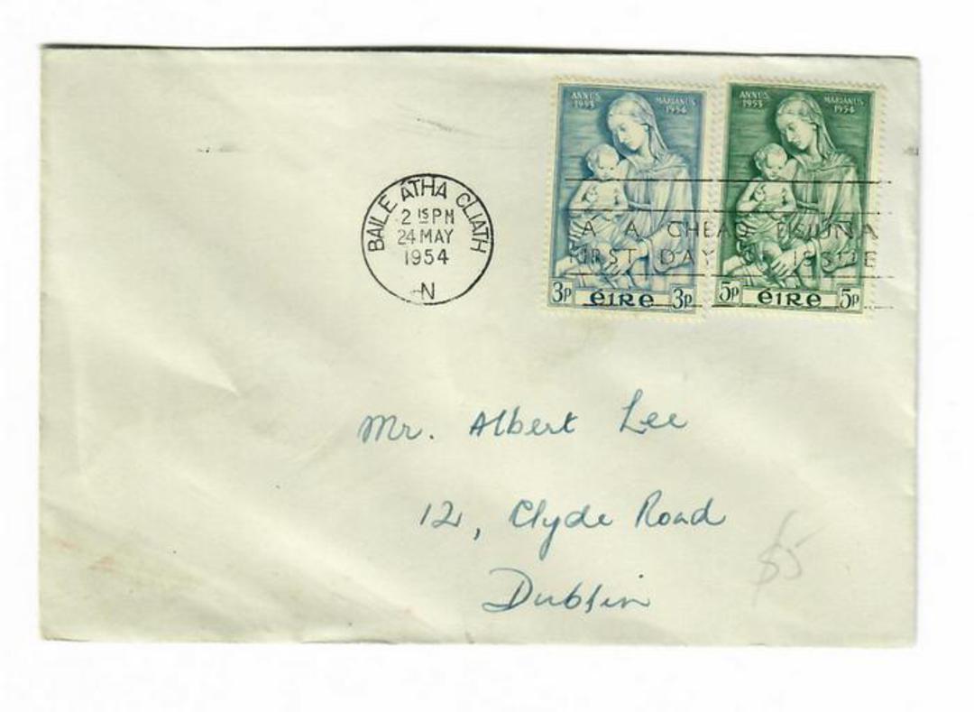 IRELAND 1954 Marian Year. Set of 2 on first day cover. - 31182 - FDC image 0