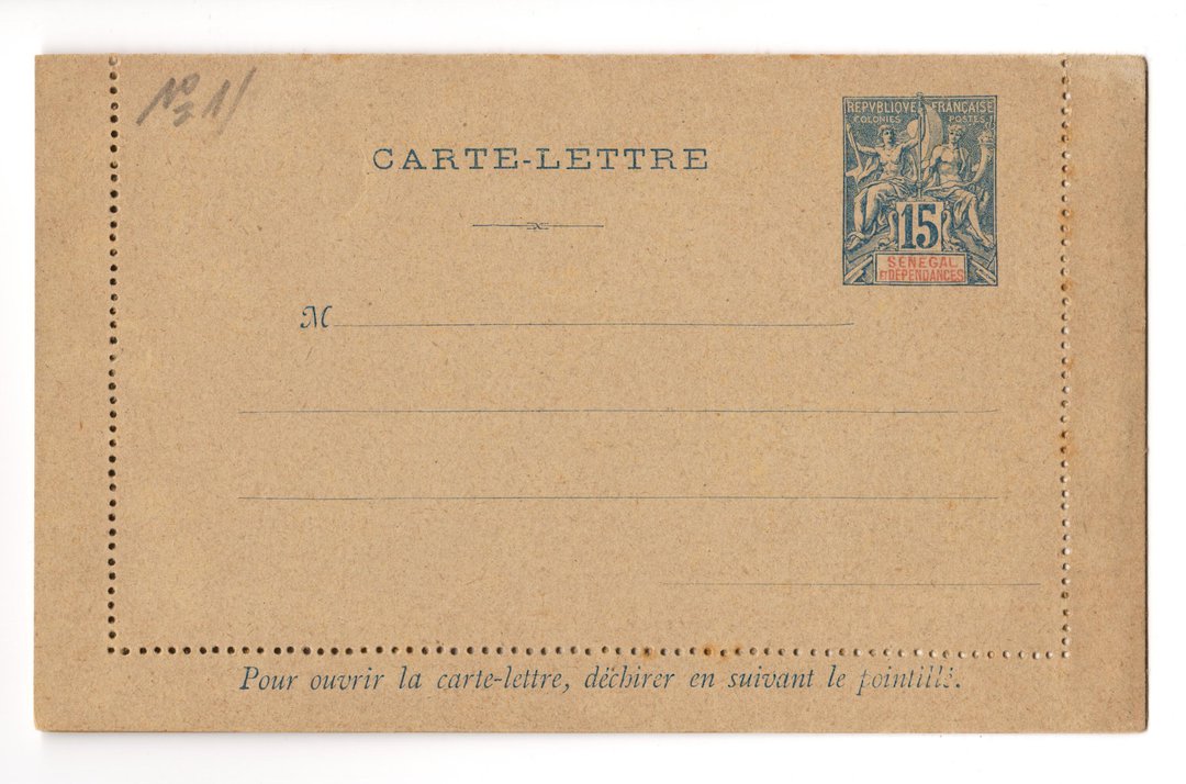 SENEGAL 1895 Carte-Lettre 15c Blue. Unused. - 38186 - PostalHist image 0