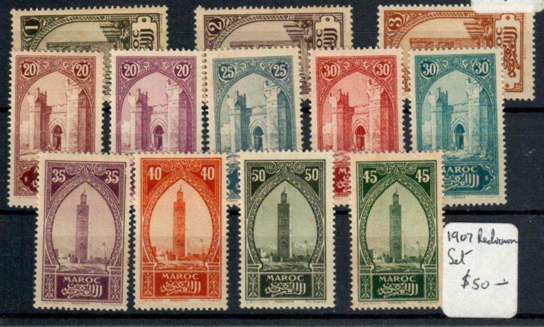 FRENCH MOROCCO 1923 Definitives. Set of 26 plus the colour variety (quite marked) of the 75c. - 21448 - UHM image 0