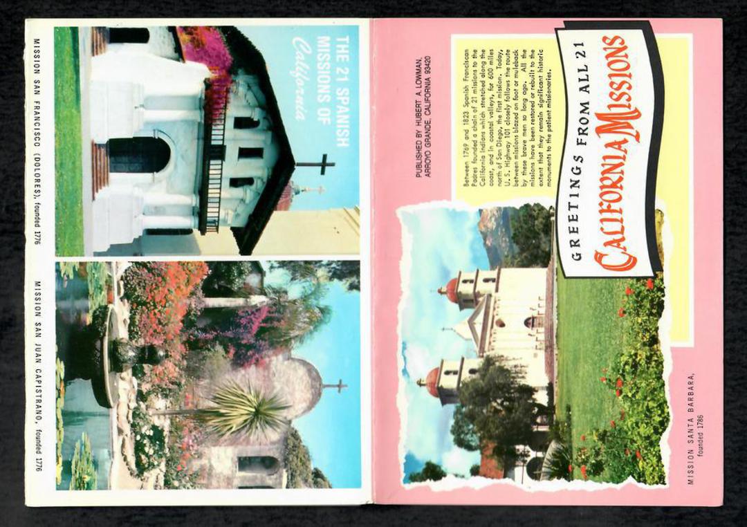 Fold-out pack of views of the various California Missions. - 444847 - Postcard image 0