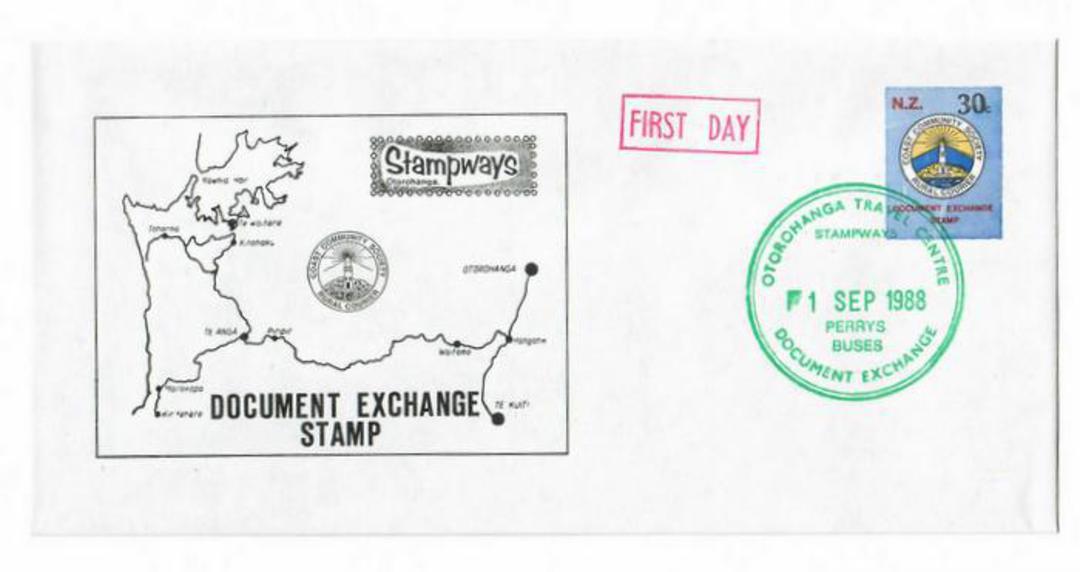 NEW ZEALAND Alternative Postal Operator Stampways 1988 30c Blue Postal Stationery. Otorohanga Travel Centre Perrys Buses first d image 0