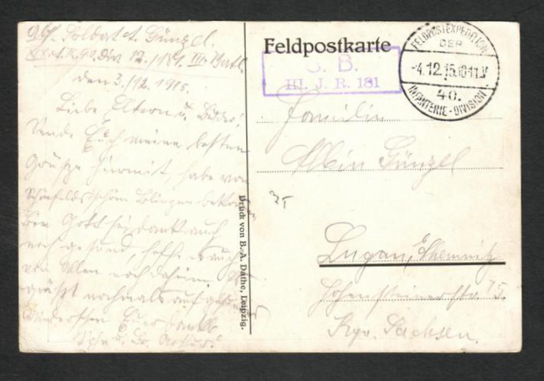 GERMANY 1915 Postkarte. Feld-Post. Censor cachet. - 32385 - PostalHist image 0