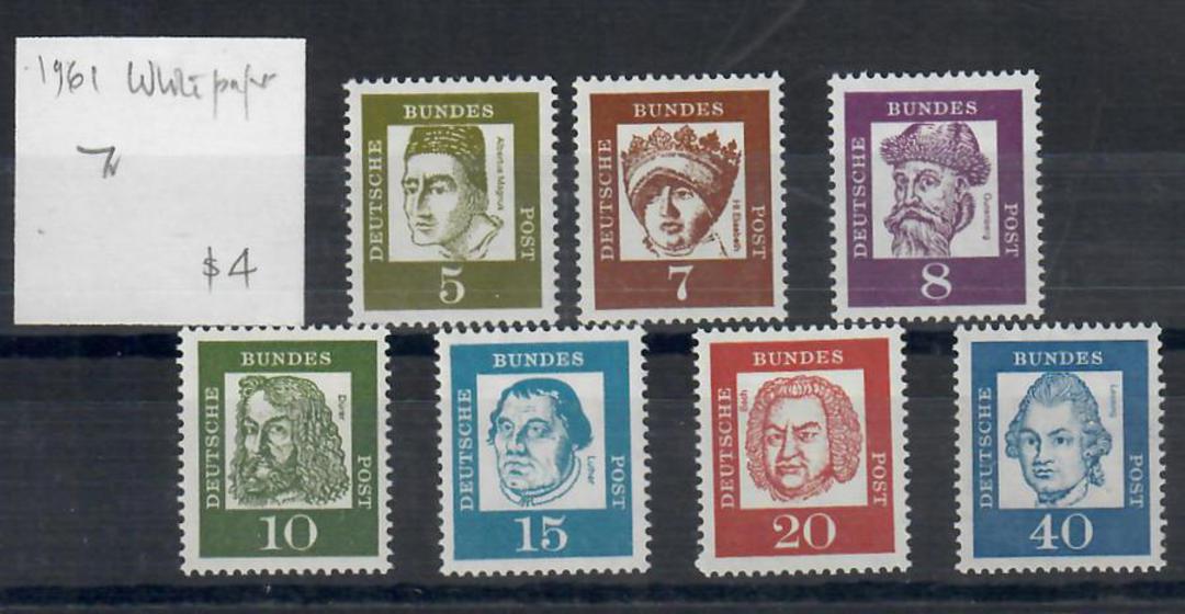 WEST GERMANY 1961 Famous Germans. White paper. Set of 7. - 22112 - UHM image 0