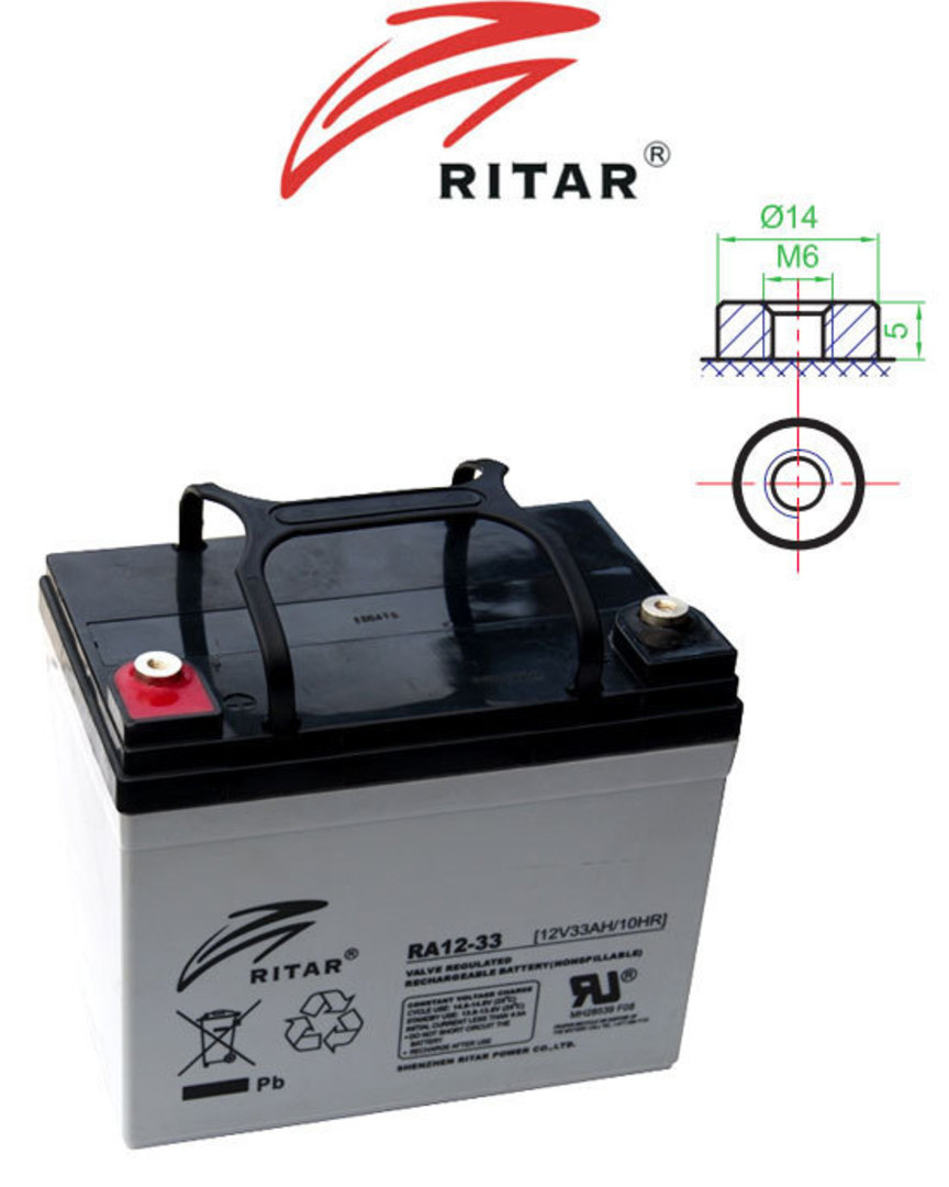 RITAR RA12-33 12V 33AH SLA battery image 1