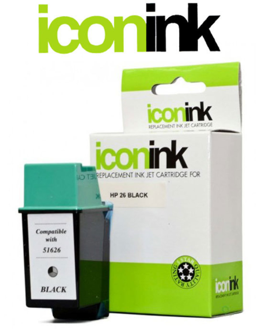 Compatible HP 26 Black Ink Cartridge (51626AA) image 0