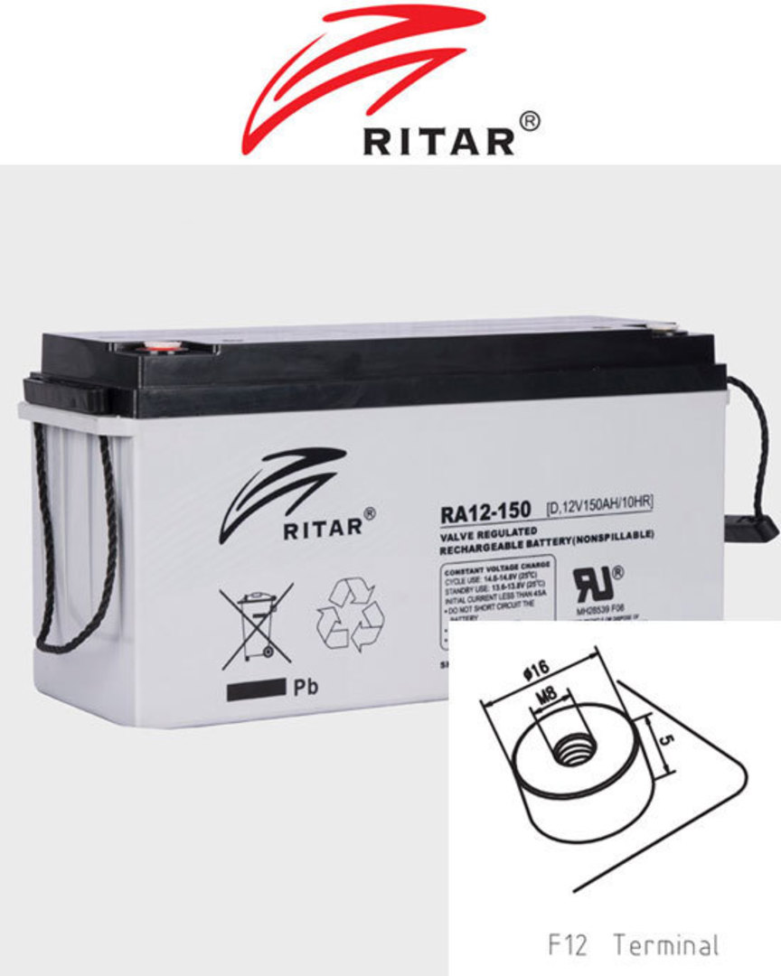 RITAR RA12-150SD 12V 150AH Deep Cycle SLA Battery image 0