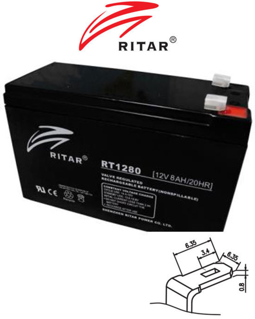 RITAR RT1280 12V 8AH SLA battery image 0