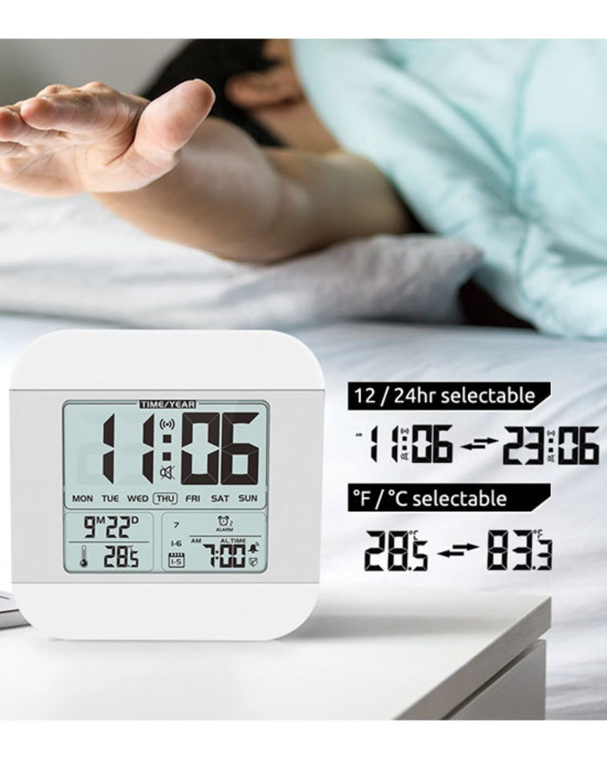 Smart English Talking Speaking Alarm Clock Time and Temperature image 1