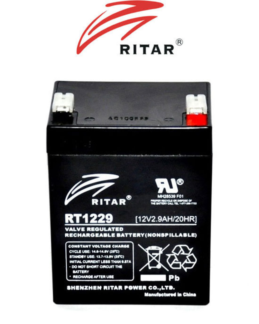 RITAR RT1229 12V 2.9AH SLA battery image 1
