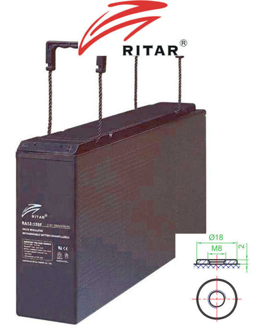 RITAR RA12-150F 12V 150Ah Front Terminal SLA Battery image 0