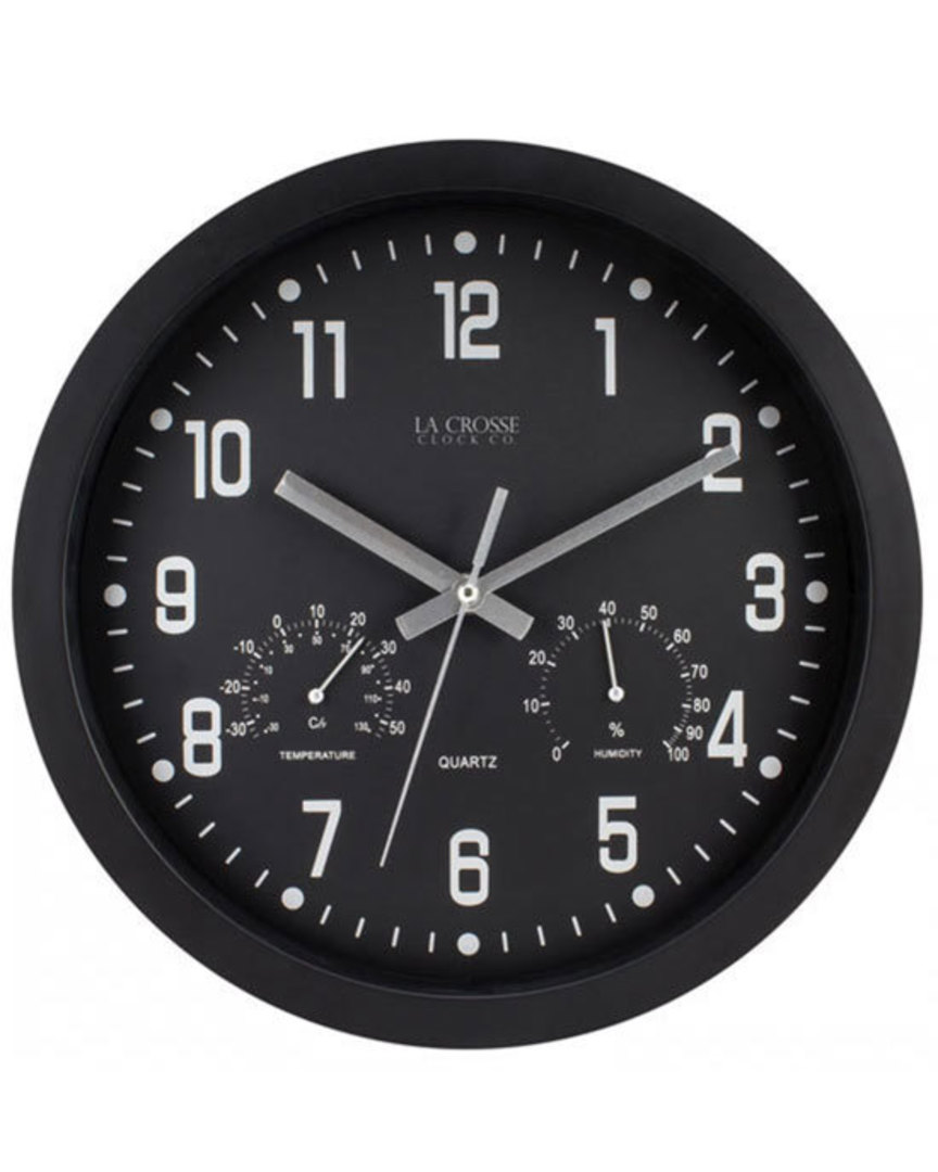 404-2631 30cm Inkwell Wall Clock with Temp and Humidity image 0