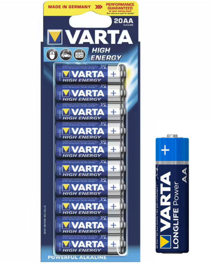 VARTA AA Size Alkaline Battery 20 Pack image 0