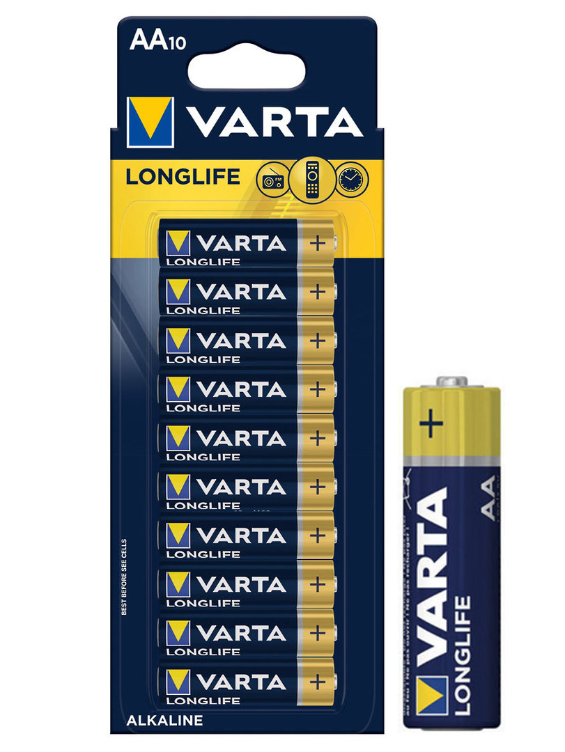 VARTA LONGLIFE AA Size Alkaline Battery 10 Pack image 0