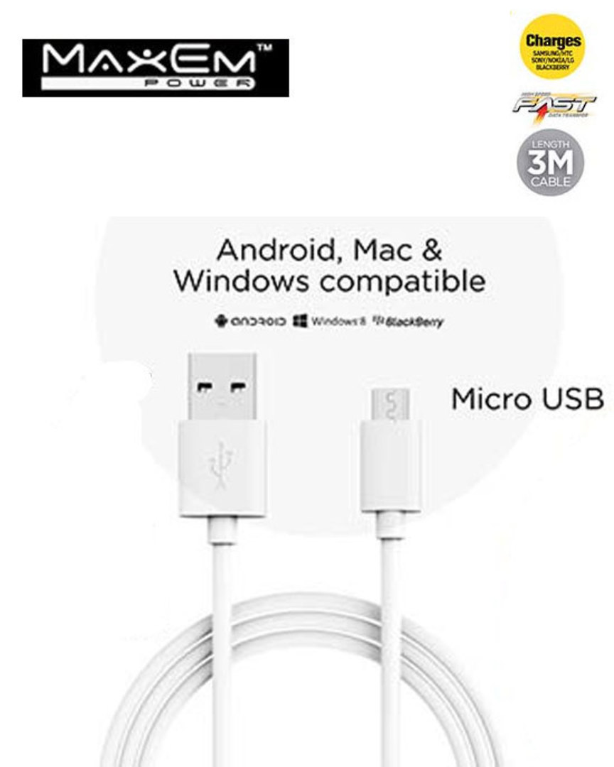 MAXEM Micro USB Fast Charge 3m Cable image 0