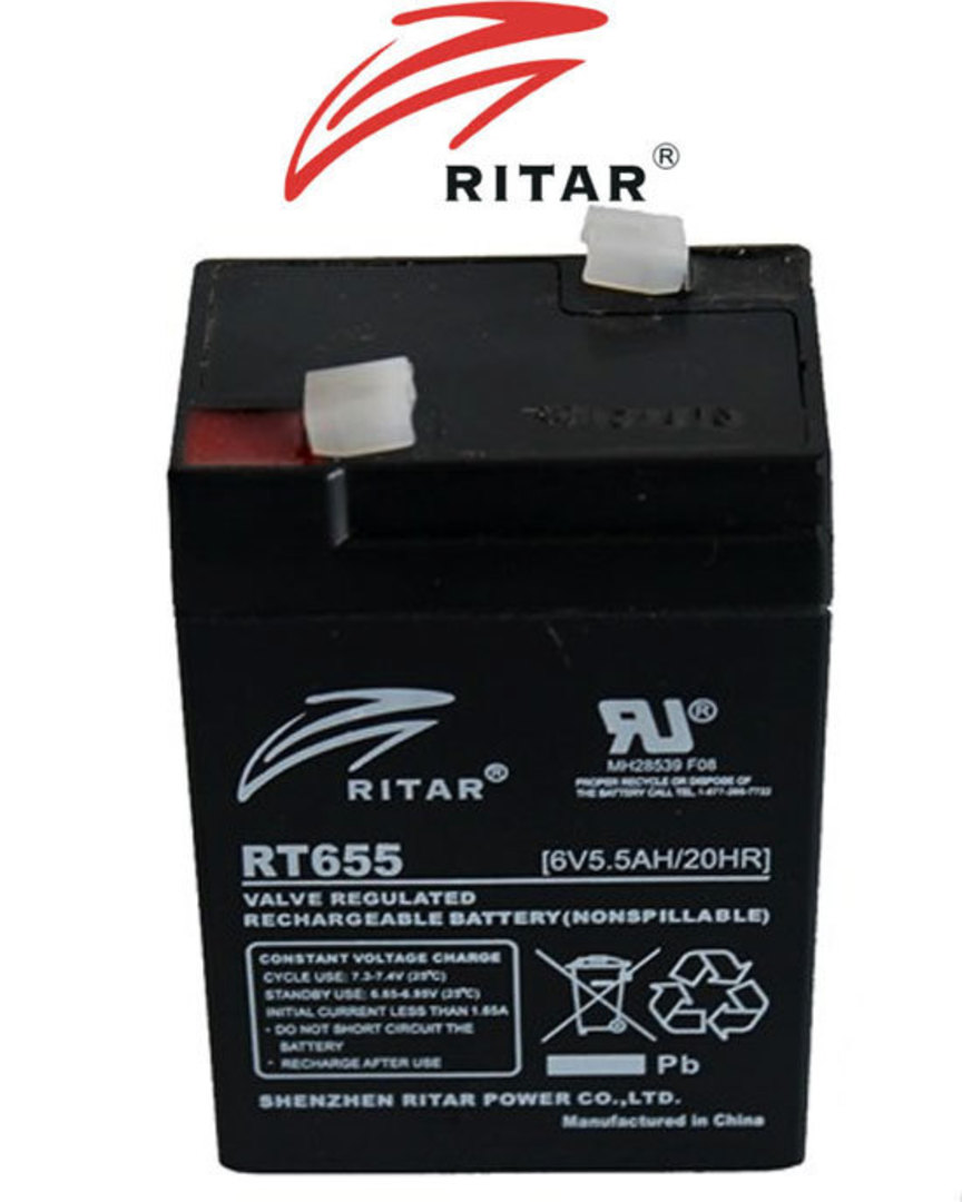RITAR RT655 6V 5.5AH SLA battery image 1
