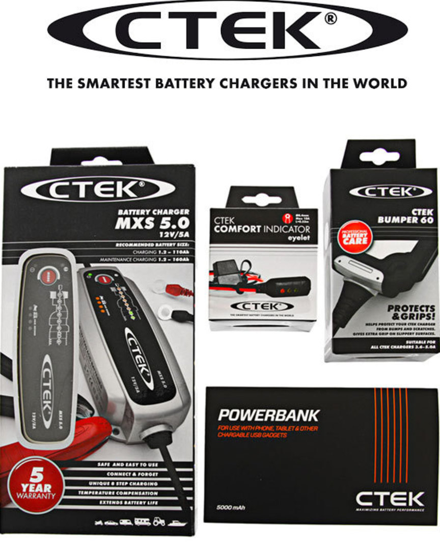 CTEK 40-358 MXS 5.0 Battery Charger Value Pack with Power Bank 12V 5A MXS5 Bundle image 0