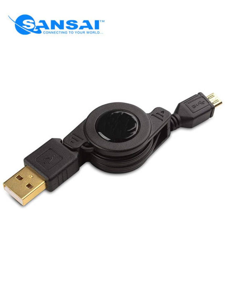 SANSAI Retractable USB to Micro USB Cable 80cm image 0