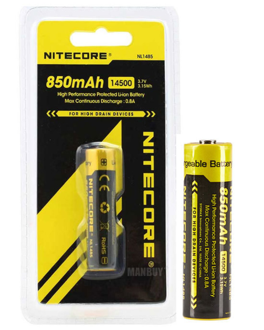 NITECORE NL1485 14500 AA Lithium Rechargeable Battery image 0