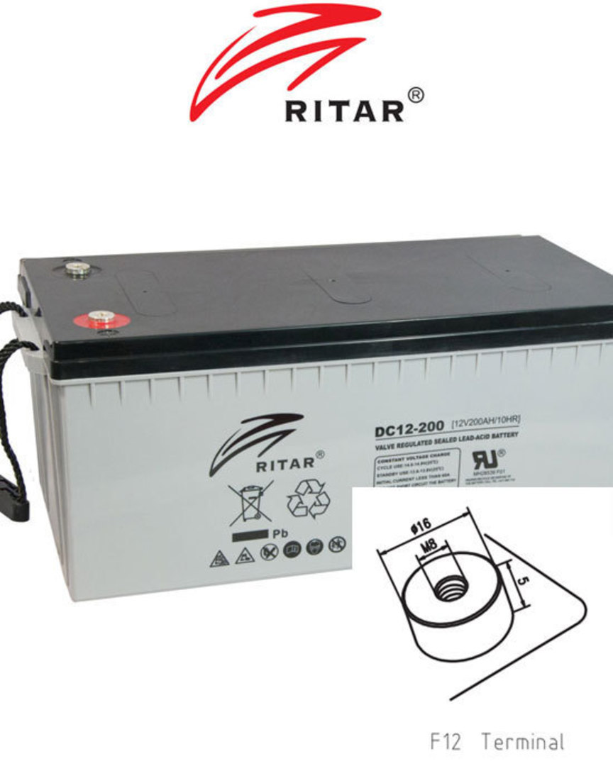 RITAR RA12-200SD 12V 200AH Deep Cycle SLA Battery image 0