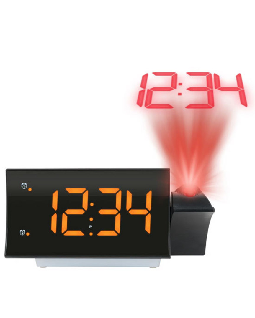 817-83957 La Crosse Curved LED Projection Alarm Clock with Radio image 0