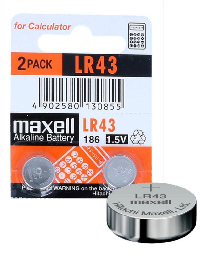 MAXELL LR43 G12A V12GA L1142 Alkaline Battery 2PK image 0