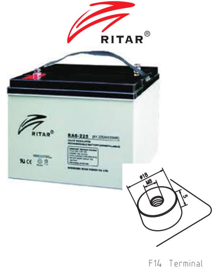 RITAR RA6-225EV 6V 225AH Deep Cycle SLA Battery image 0