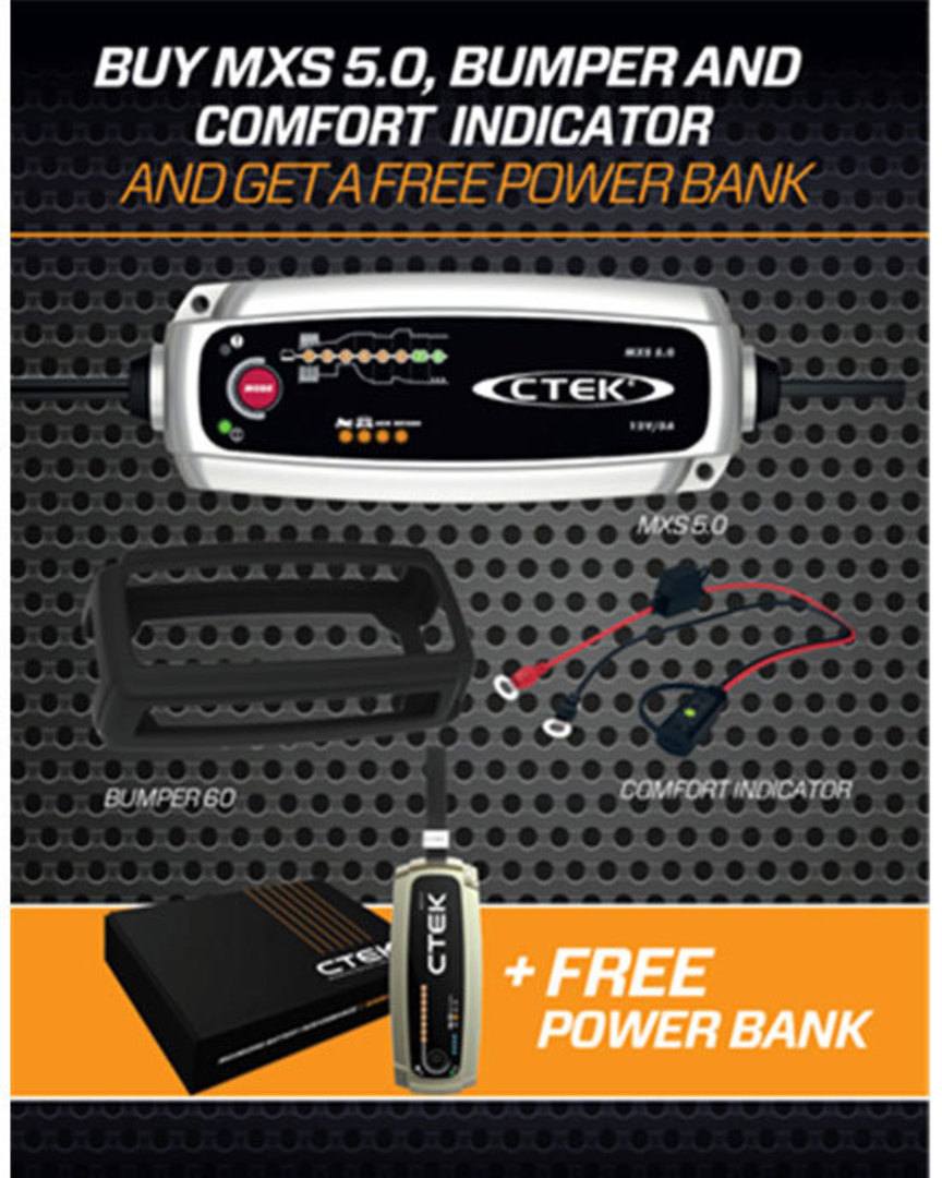 CTEK 40-358 MXS 5.0 Battery Charger Value Pack with Power Bank 12V 5A MXS5 Bundle image 1