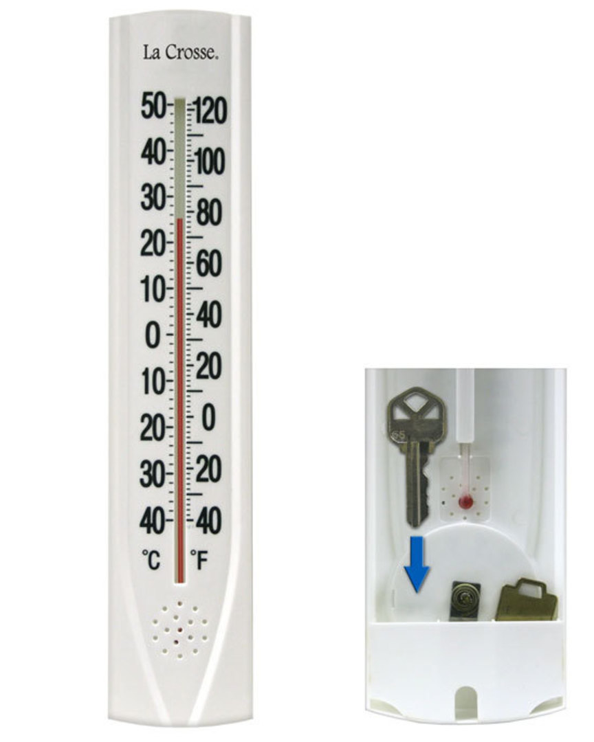 204-115 La Crosse Glass Thermometer with Key Hider image 0