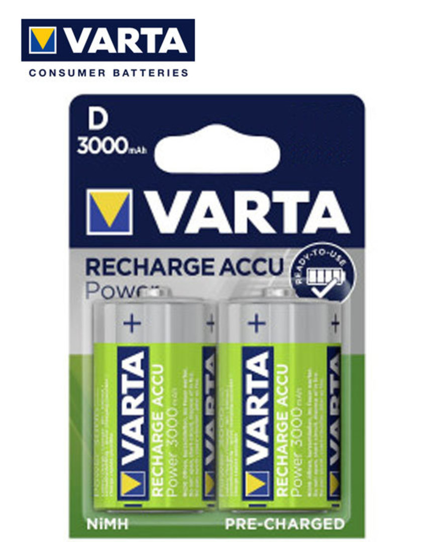 VARTA D 3000mAh Pre-Charged NIMH Rechargeable Battery image 1