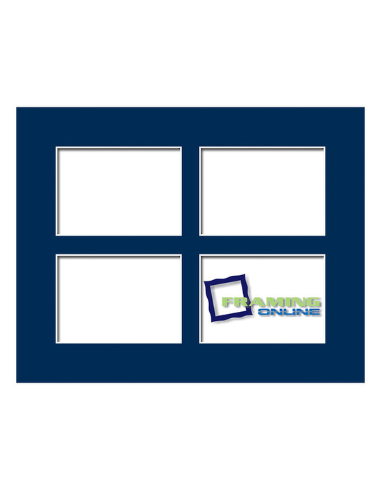 8x10 4Window Dark Blue Mat 8x10" 4Window Mats with multiple