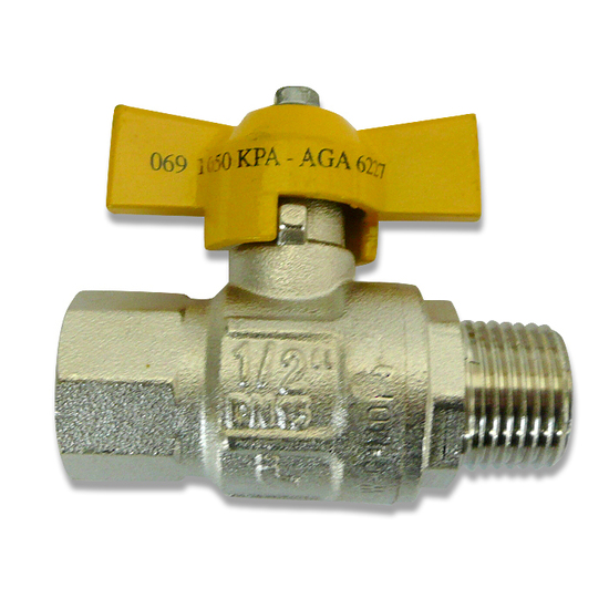 Gas Tee Handle Ball Valve 1/2" M/F
