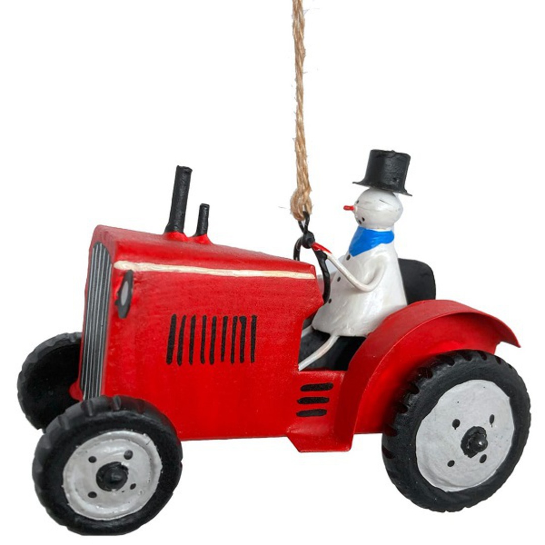 Tin Snowman, Red Tractor 10cm *ETA NOV image 0