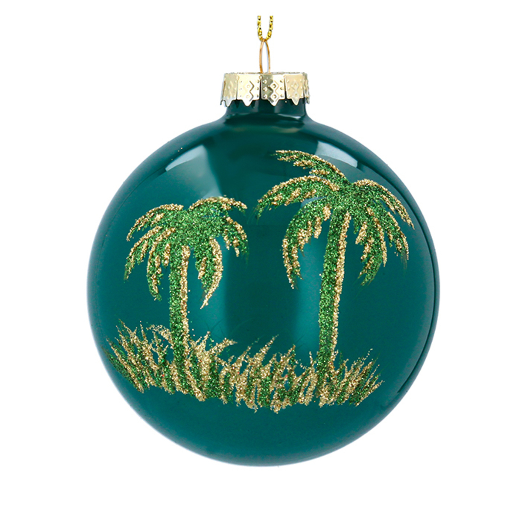 Glass Ball Green, Palm Tree 8cm image 0