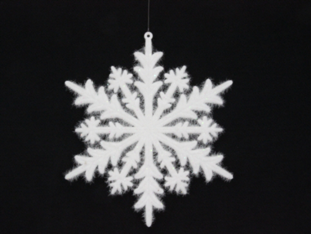 White Flocked Acrylic Snowflake 16.5cm image 0