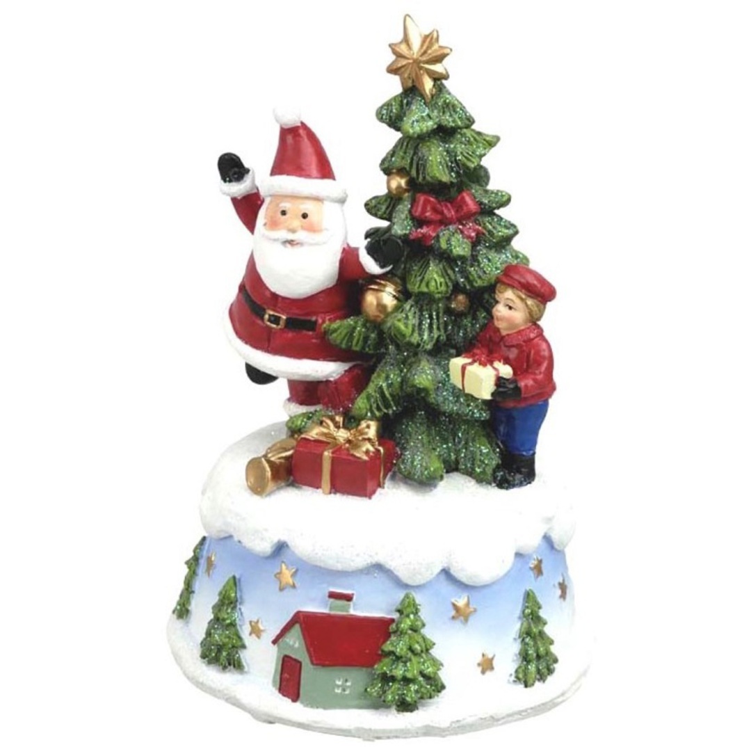 Music Box, Santa, Child and Xmas Tree 16cm image 0