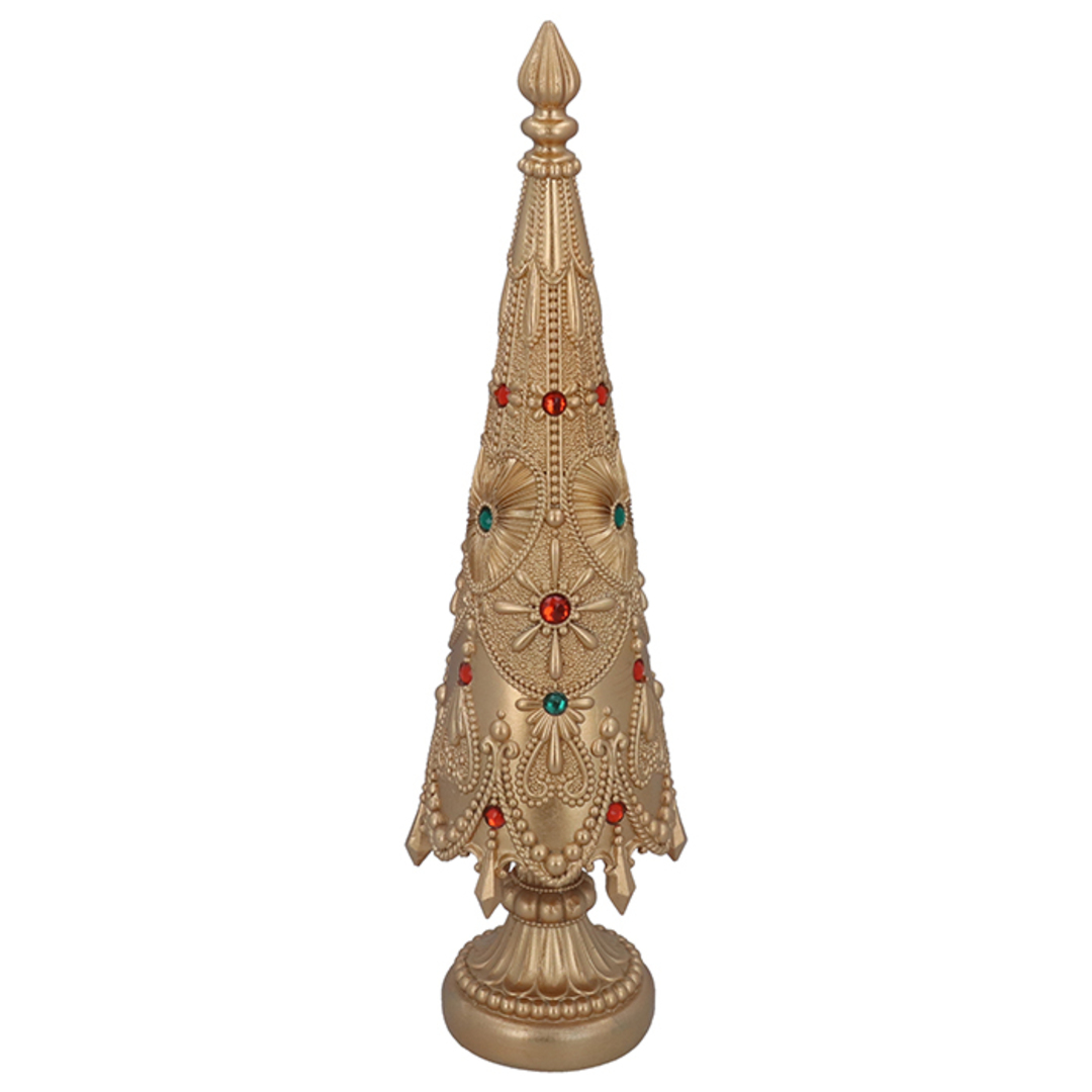 INDENT - Large Resin Vintage Jeweled Tree Cone 40cm image 0
