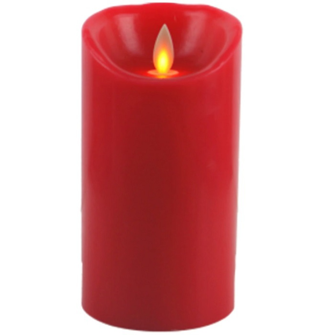 LED Pillar Candle Red 7x15cm with Timer image 0