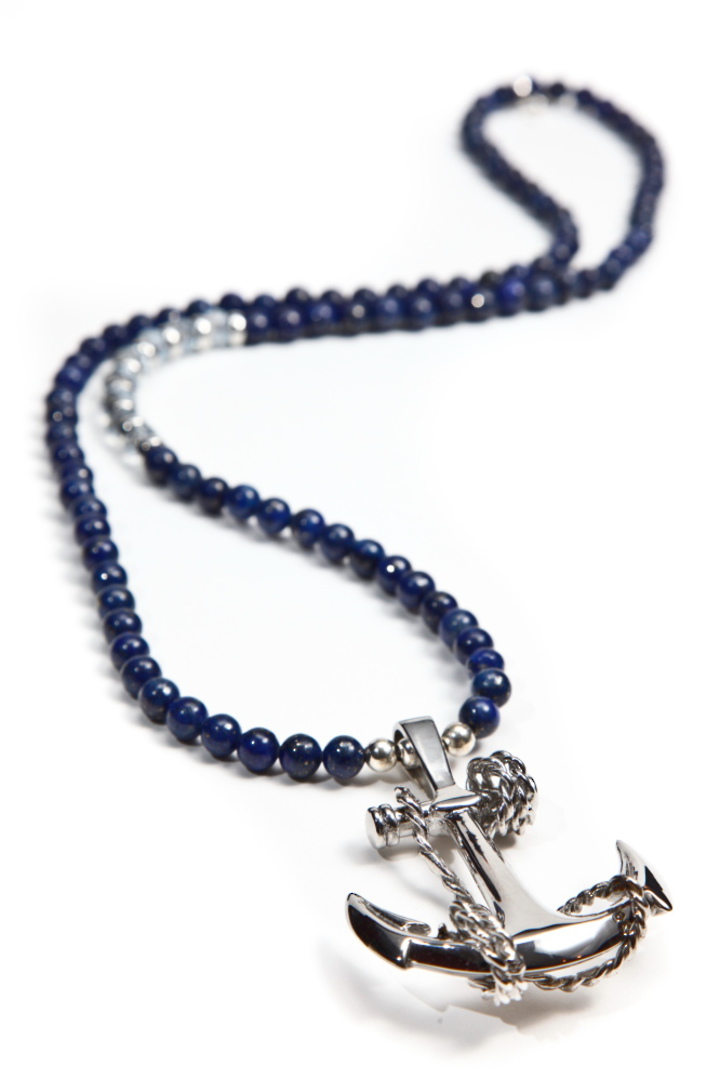 Necklace, Lapis with Anchor image 0