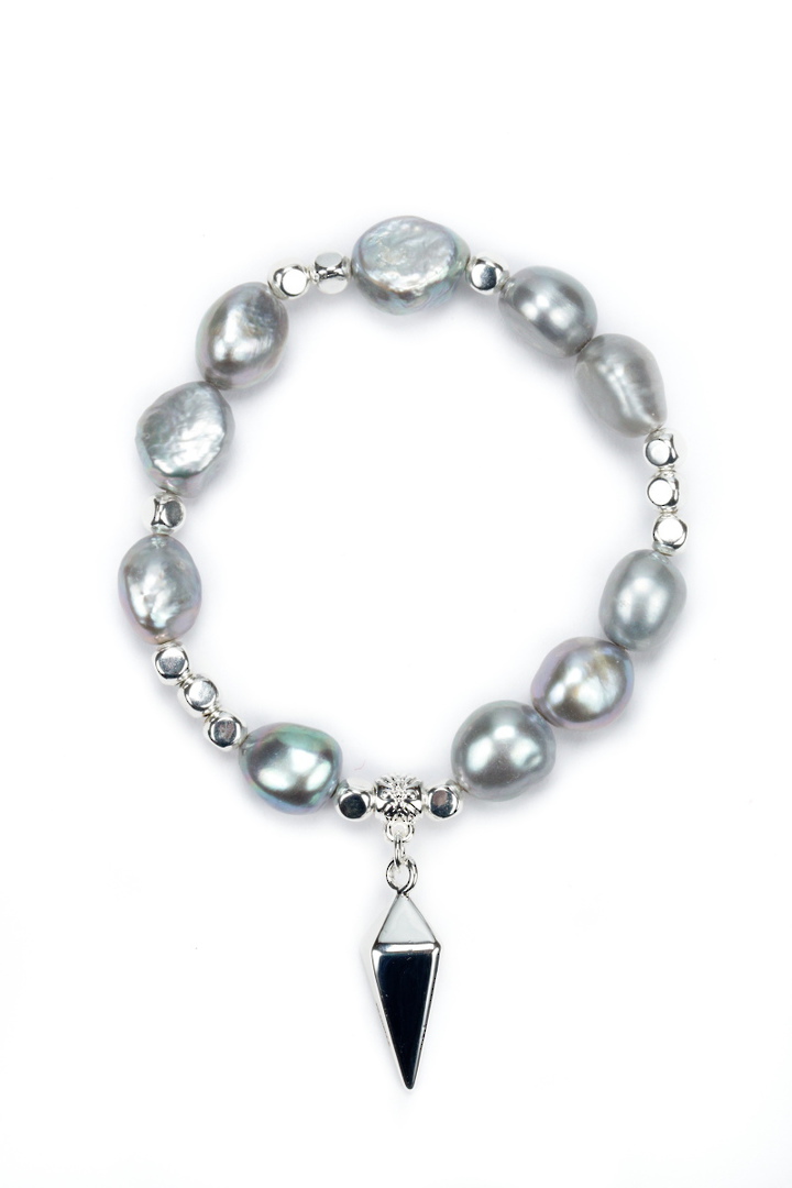 Bracelet, Grey Fresh Water Pearls with Pendulum image 0
