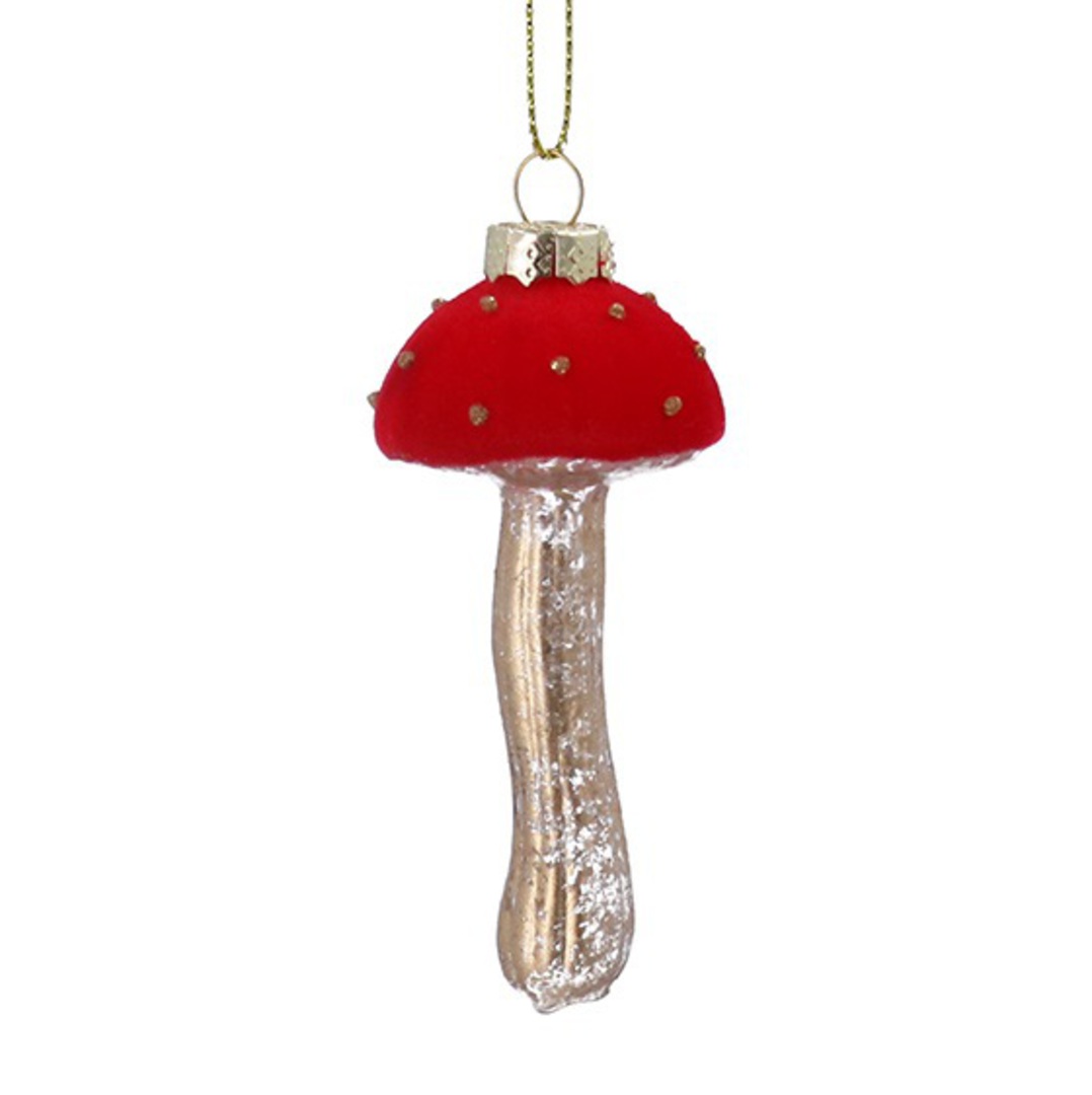 Glass Red Flock Toadstool 10cm *ETA NOV image 0