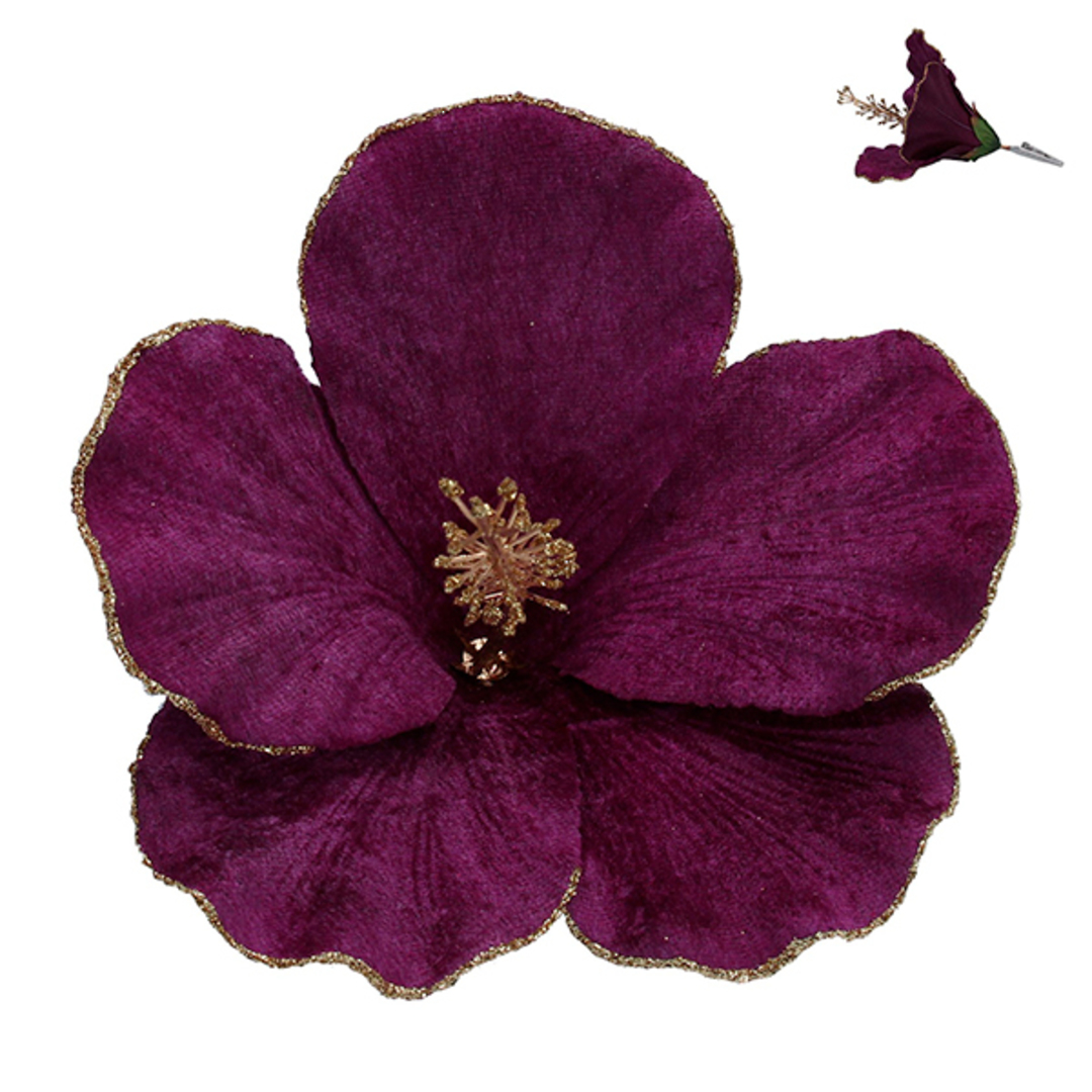 Fabric Purple Hibiscus Clip 17cm image 0