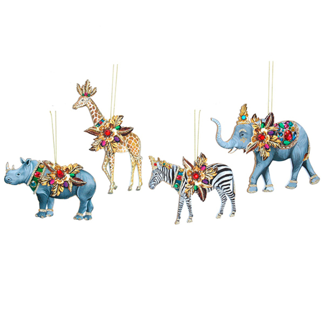 Wood Jeweled Safari Animal 12cm image 0