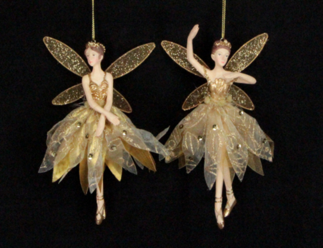 Hanging Resin Fairy Gold Fabric Lge image 0