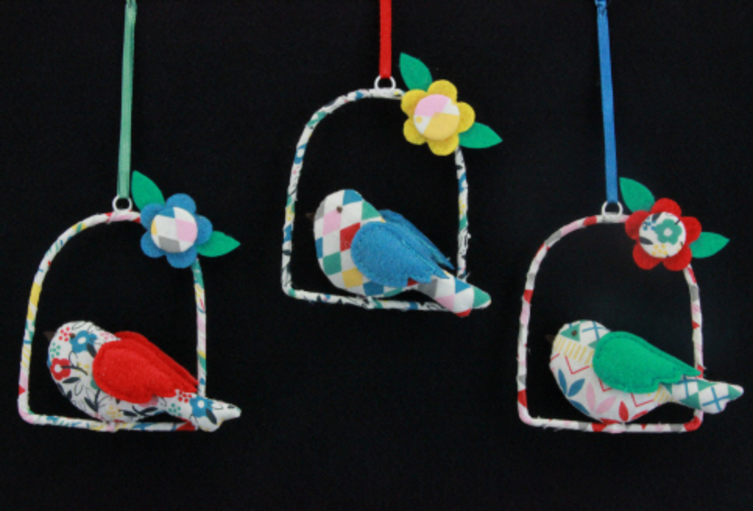 Fabric Hanging Bird on Swing 7cm, each image 0