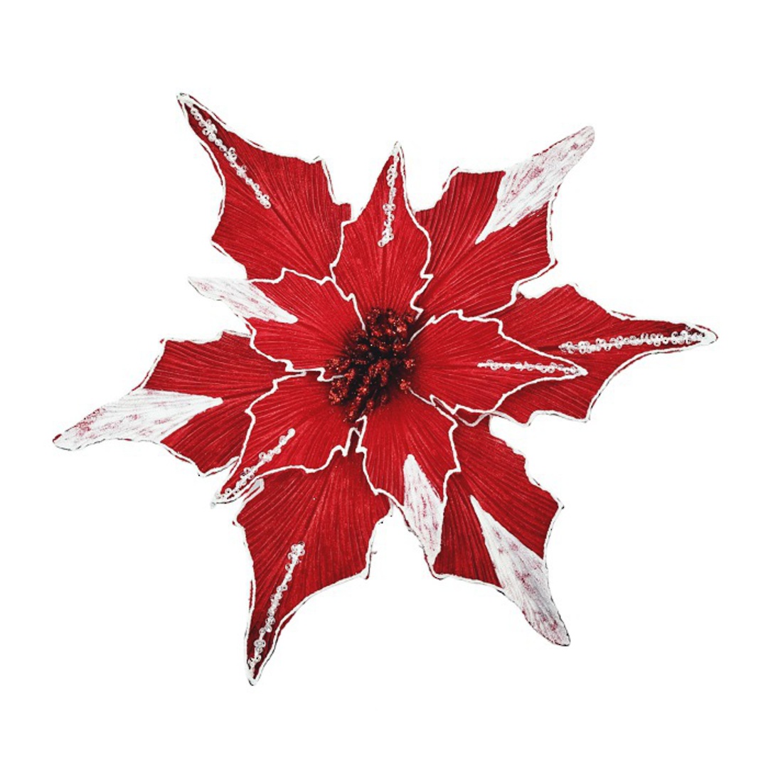 Maxi Red & White Poinsettia Clip 33cm *ETA NOV image 0
