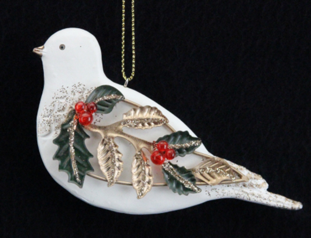 Hanging Resin Turtle Dove with Wire Wings image 0
